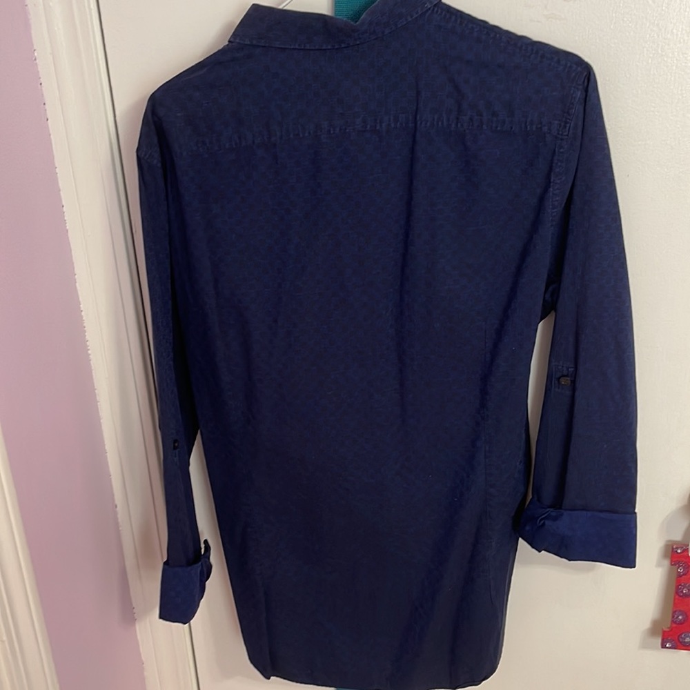 Slim Fit Black with Dark Blue square pattern Murano shirt - Picture 3 of 3